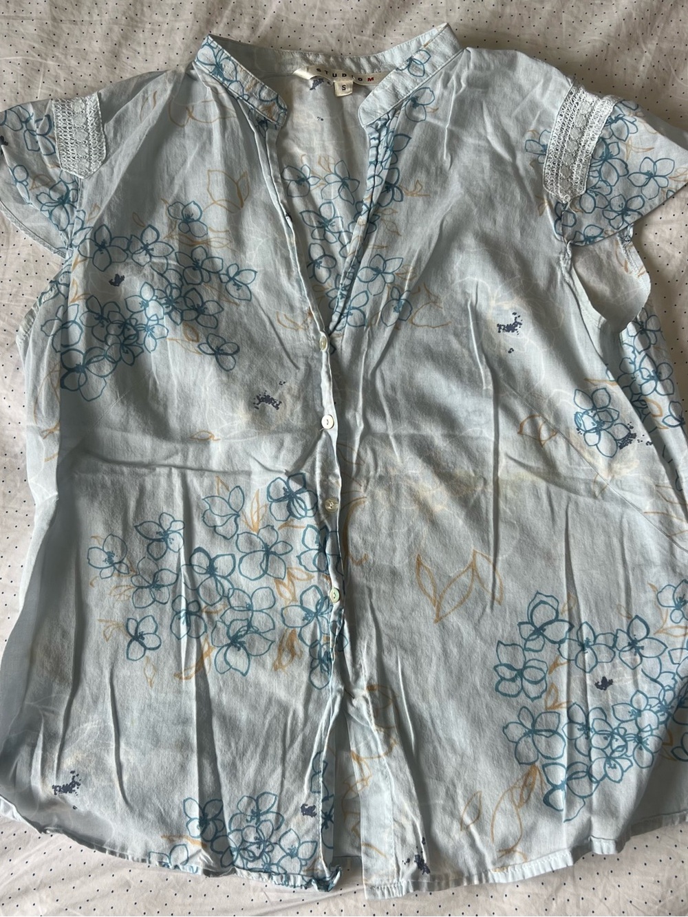 Studio M Light Blue Floral Button-Front Blouse